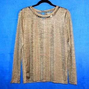 Michael Michael Kors Metallic Chain Trim Top Gold Large